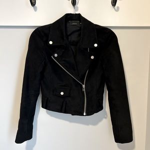 Aritzia Talula Black Suede Moto Jacket